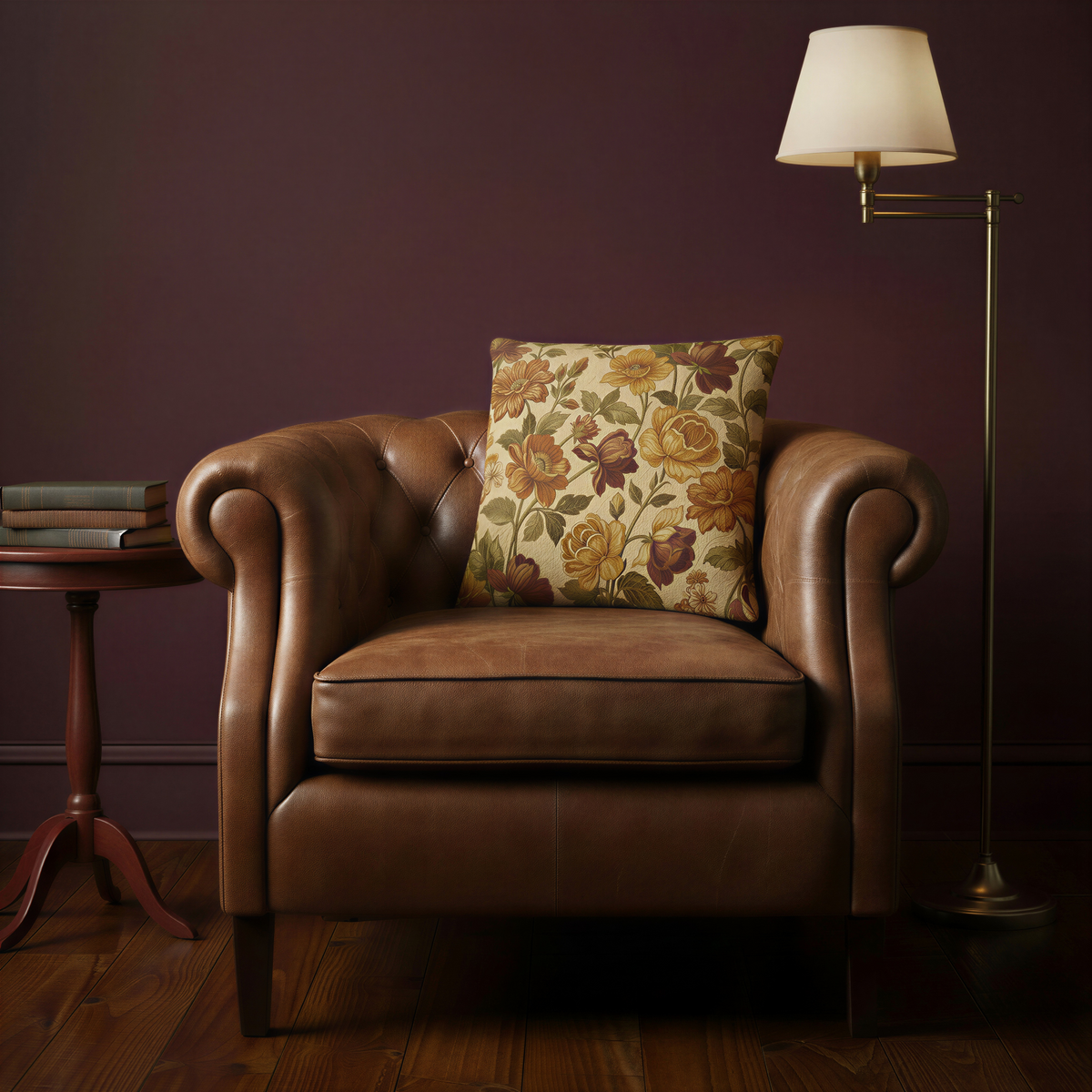 Golden Floral Autumn Cushion