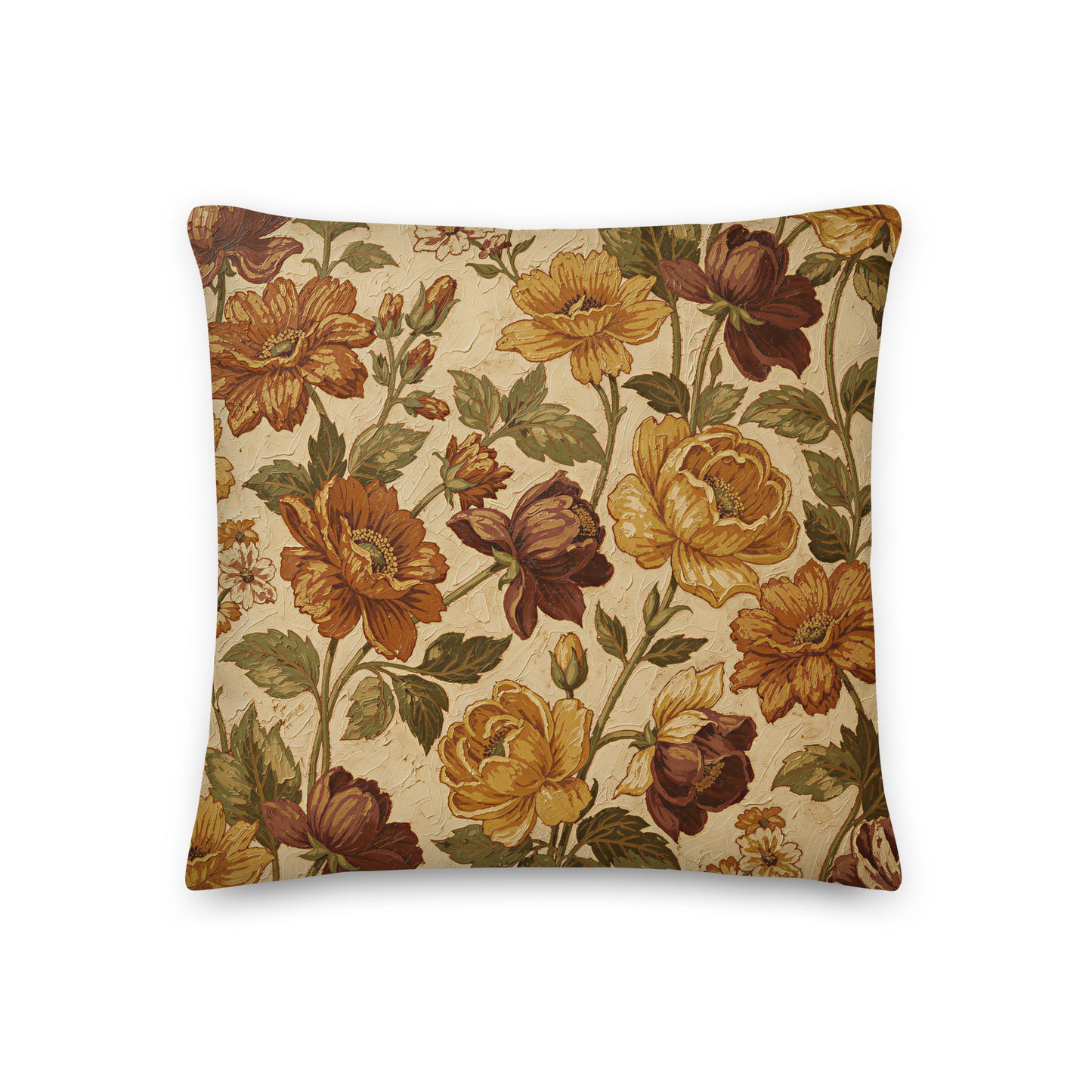 Golden Floral Autumn Cushion