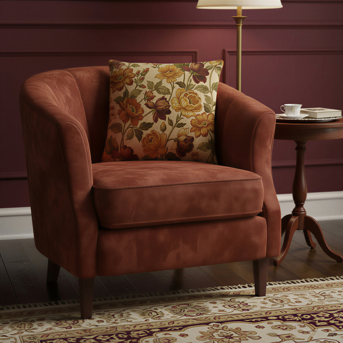Golden Floral Autumn Cushion