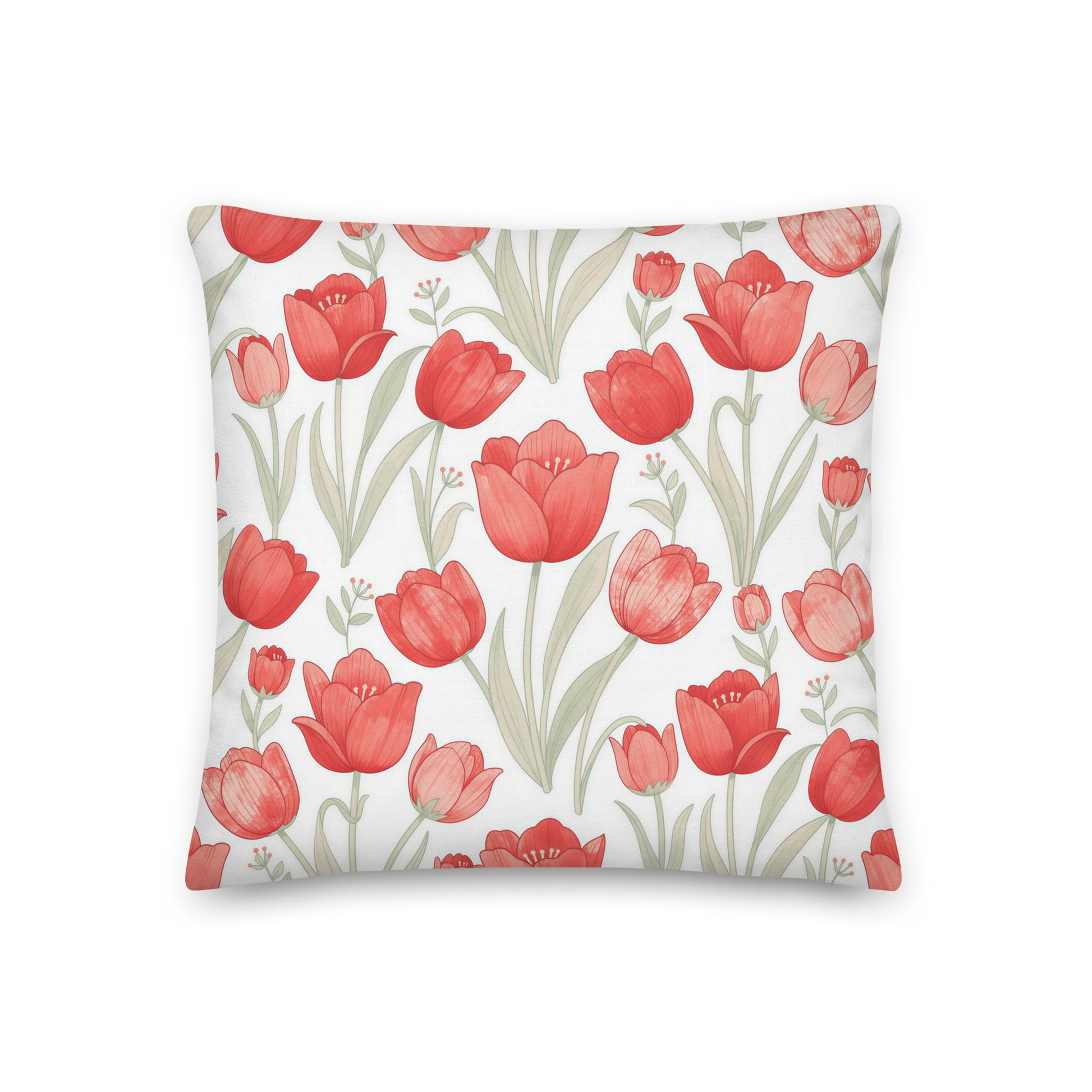 Fresh, cheerful and full of garden charm, this red tulip cushion is an easy way to introduce a beautiful splash of colour to your home.